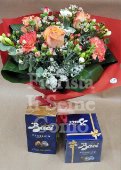 Mix of blooms Bouquet with Baci chocolate candies box